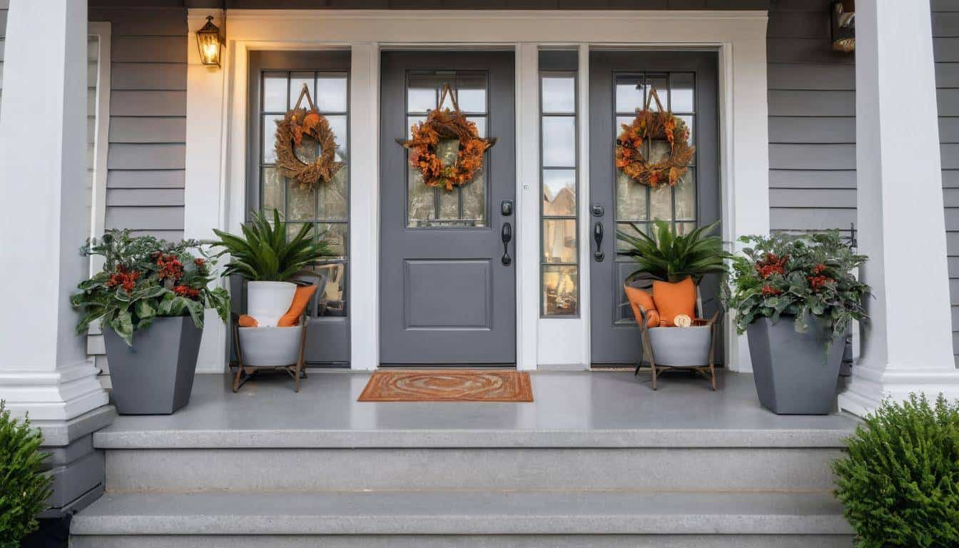 Inviting grey front porch