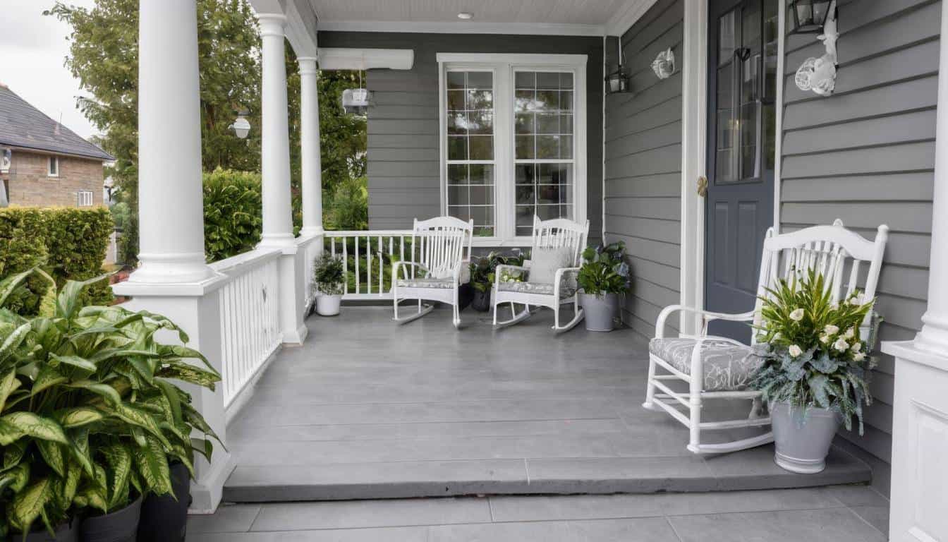 Inviting grey front porch