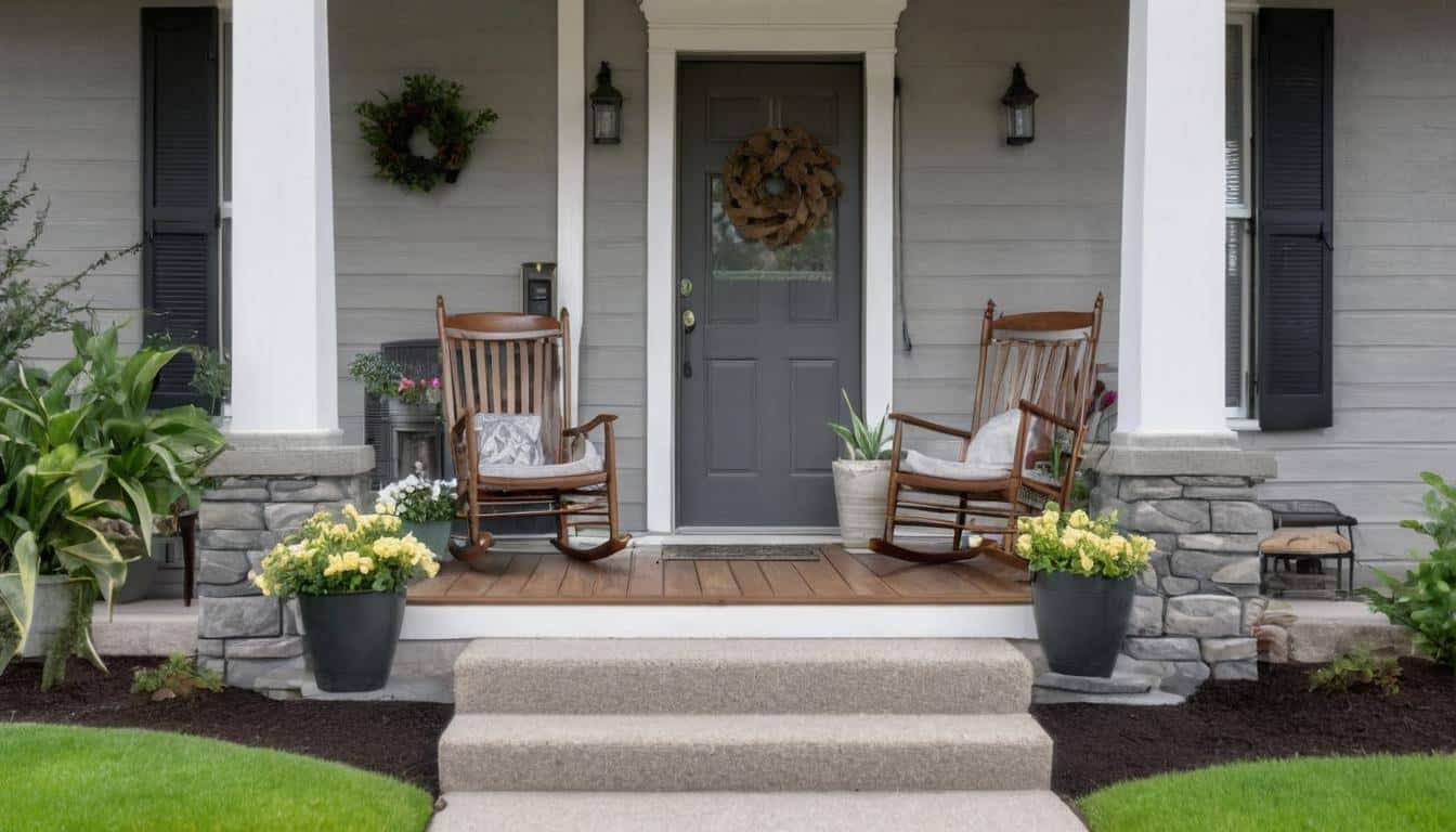 Inviting grey front porch