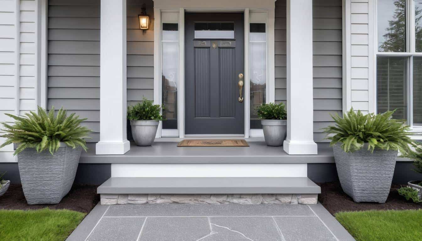 Inviting grey front porch