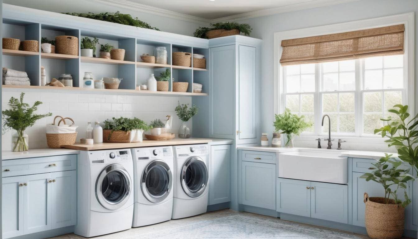 Inviting light blue laundry