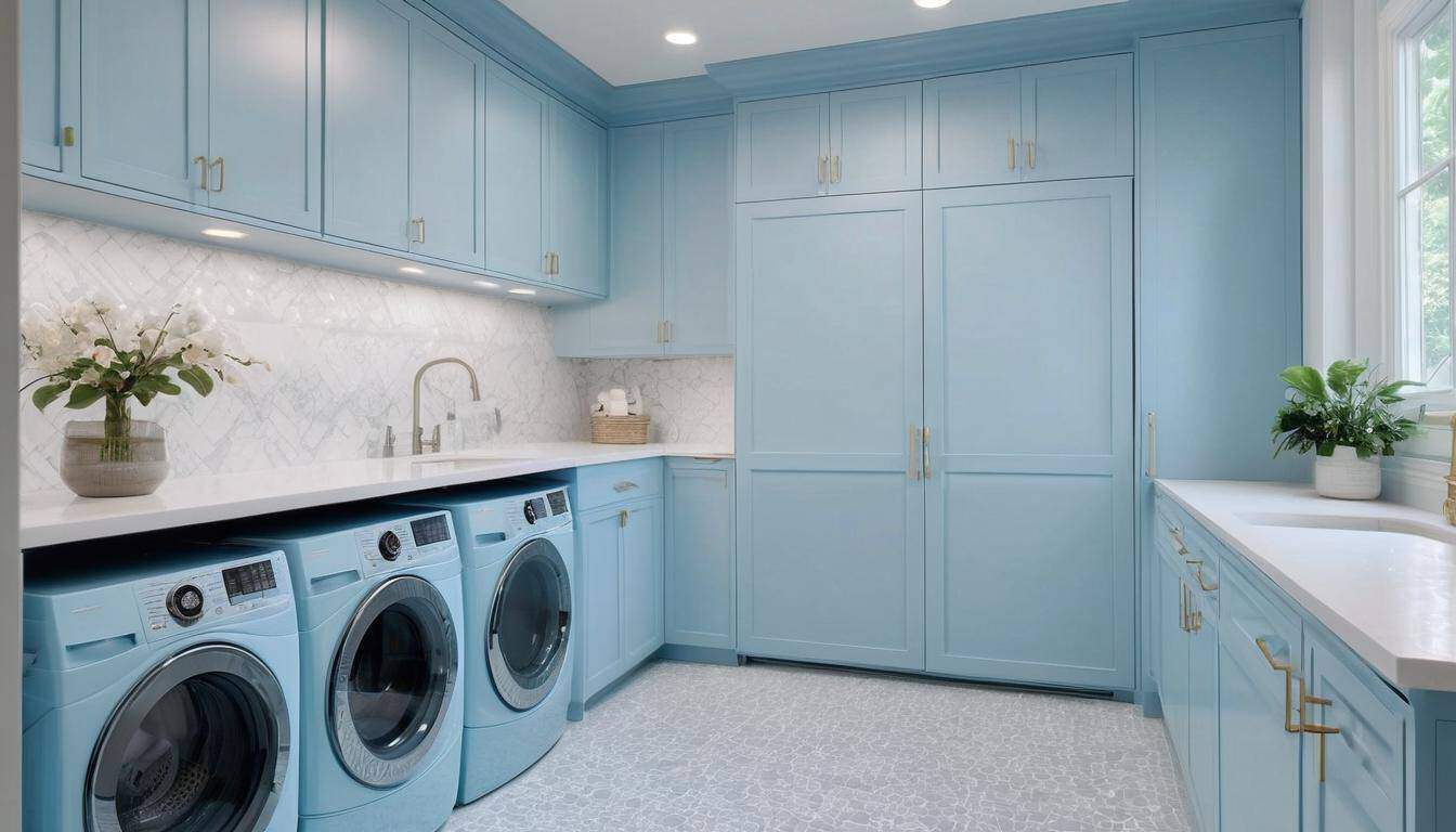 Light blue laundry renovation