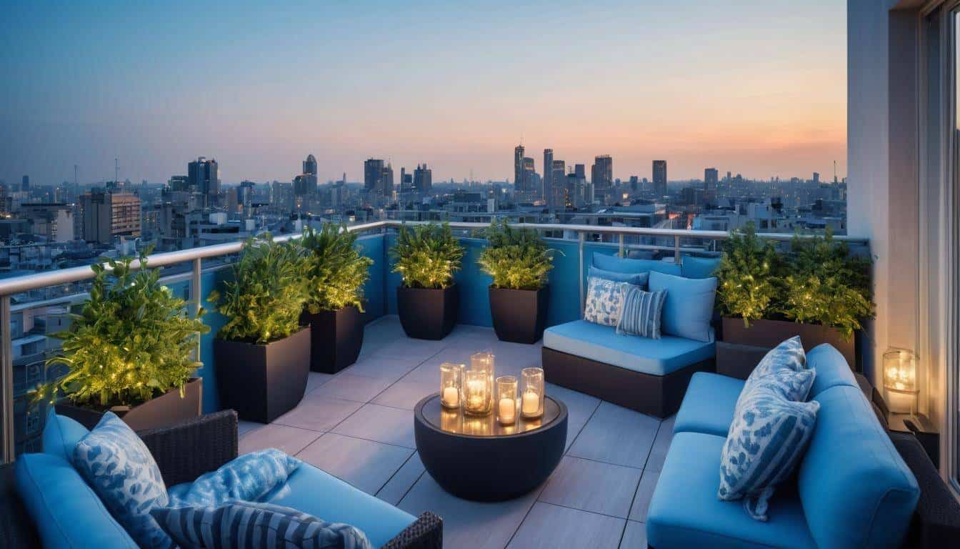 Luxurious blue rooftop escape