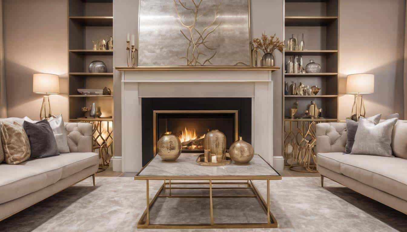 Luxurious metallic fireplace