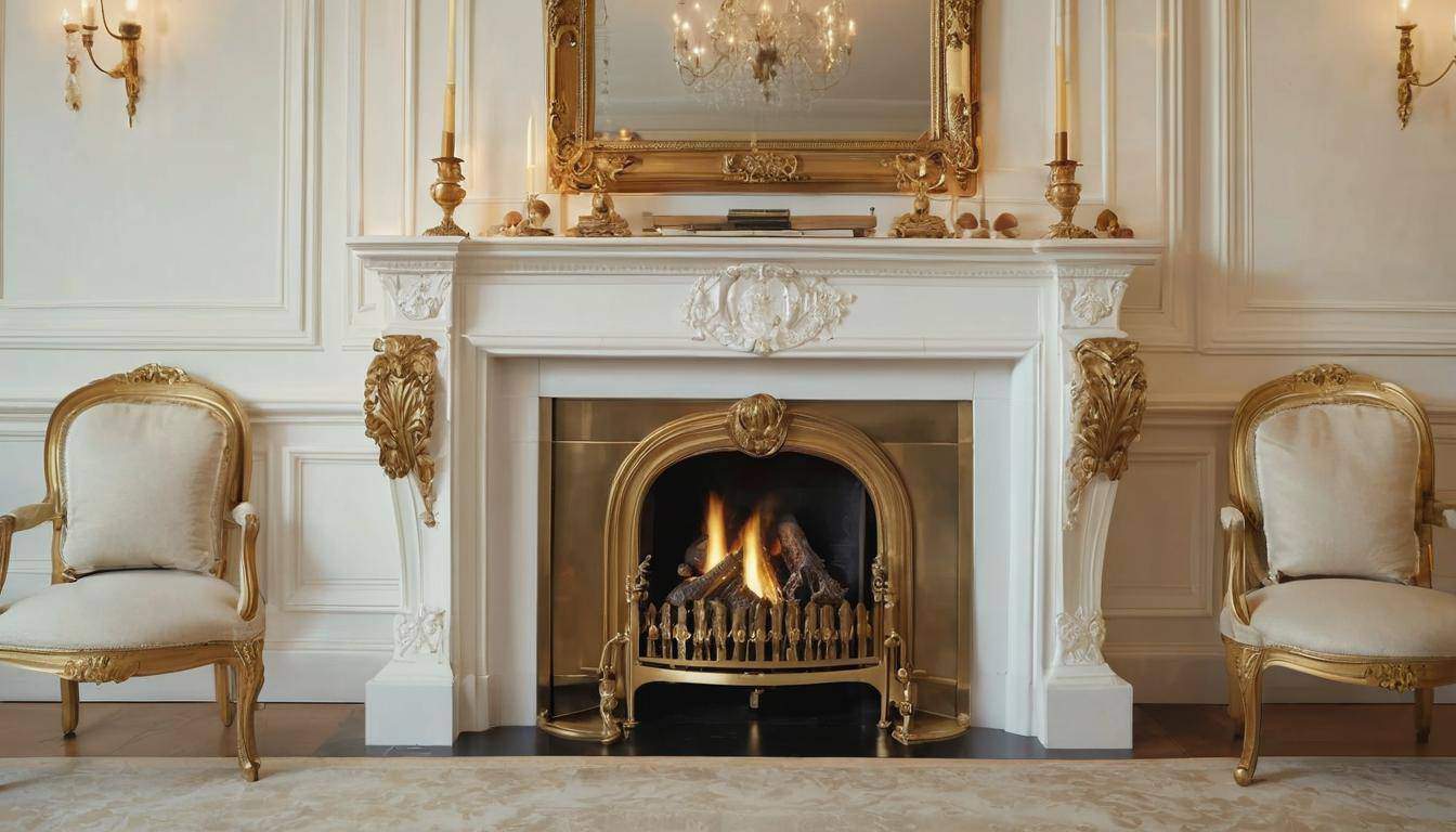 Luxurious white mantelpiece