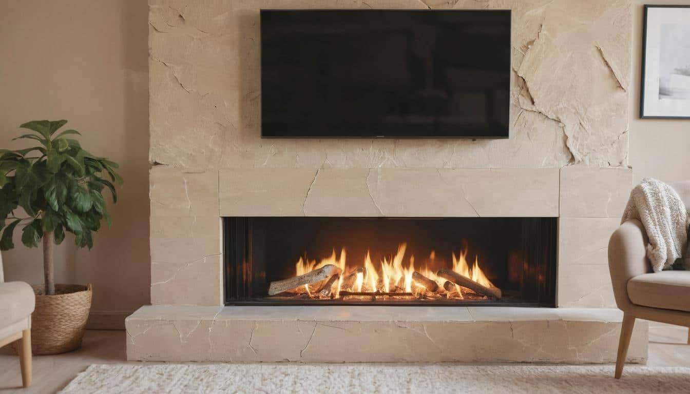 Maintained beige fireplace inspection