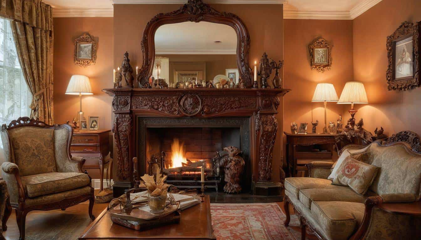 Majestic brown fireplace