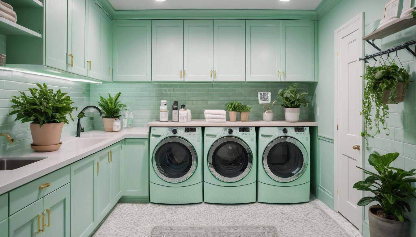 Mint green stylish laundry