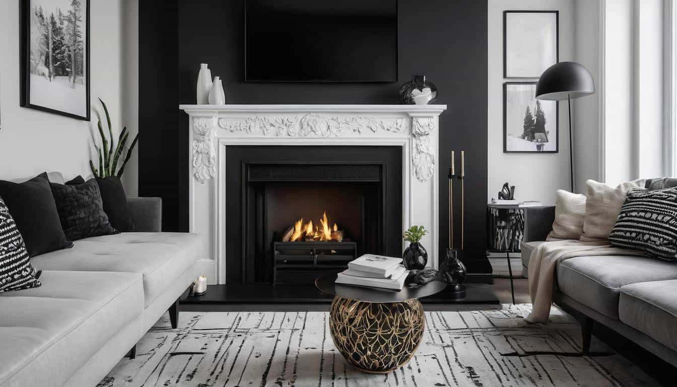 Modern black fireplace decor