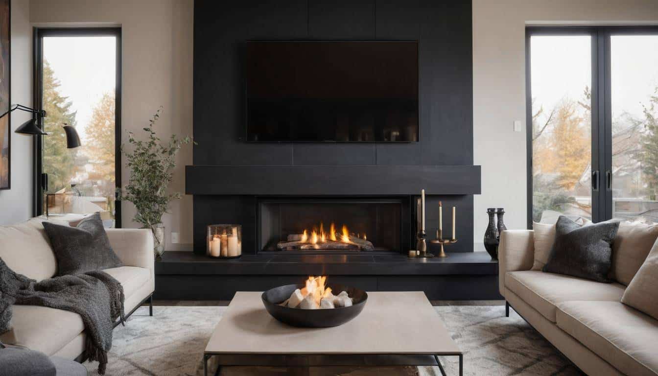 Modern black fireplace design