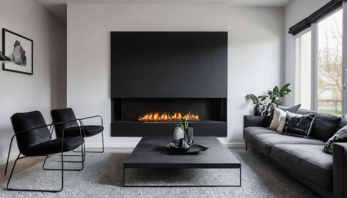 Modern black fireplace design