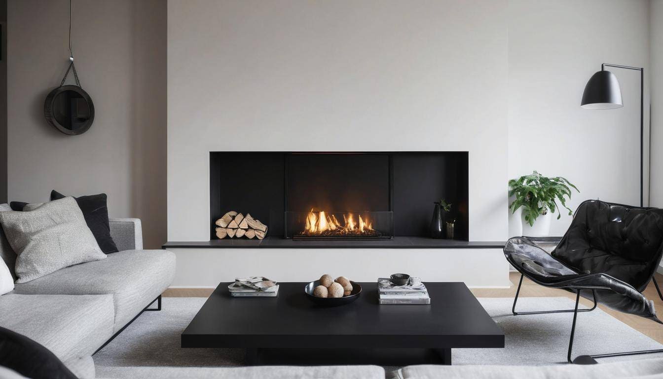 Modern black fireplace elegance