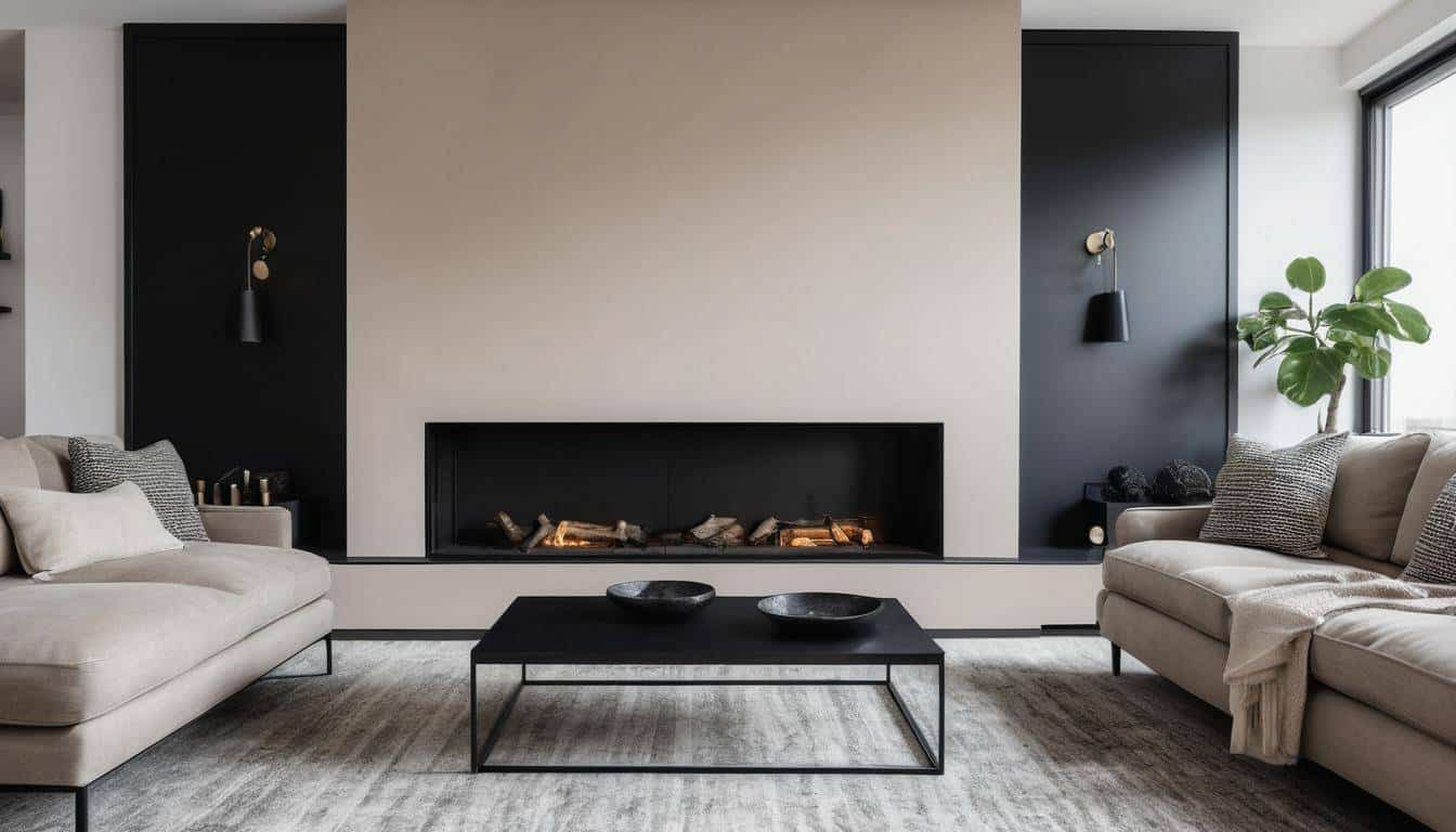 Modern black fireplace interior