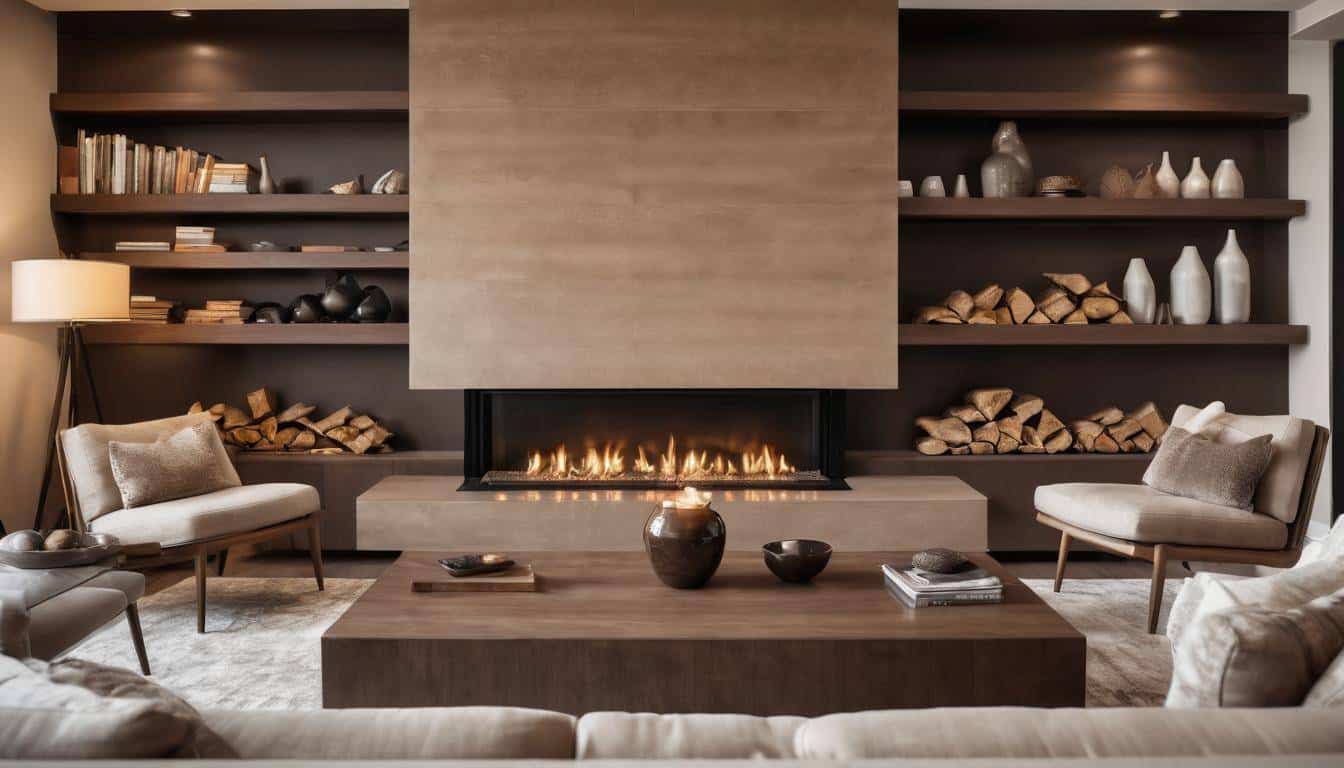 Modern brown fireplaces display