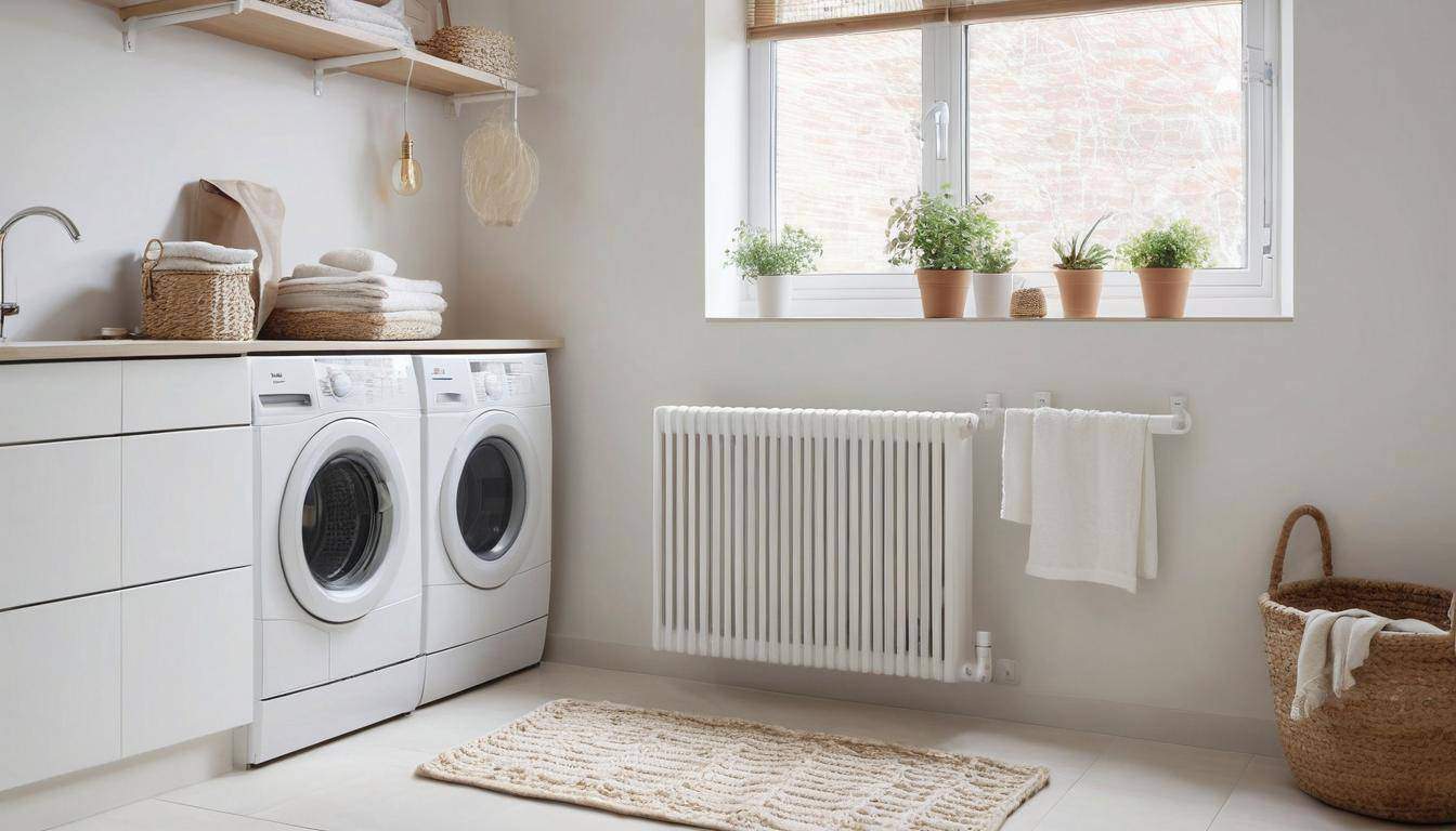 Modern heating elements in laundry room