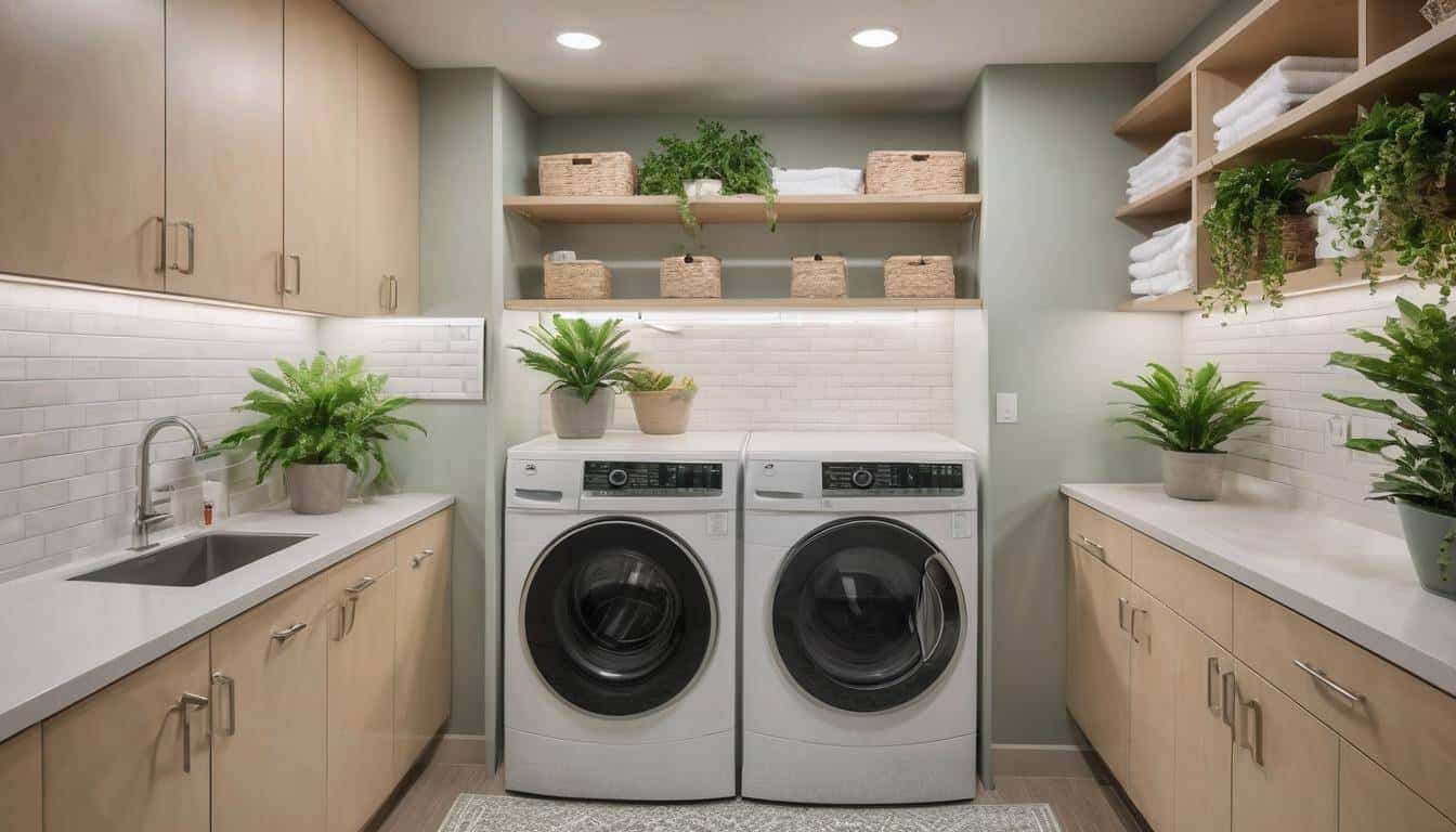 Modern stackable washer-dryer setup