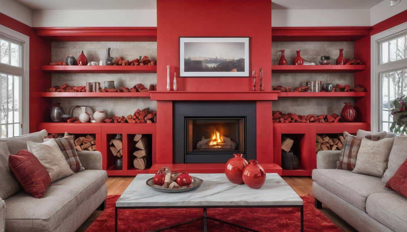 Modern stylish red fireplaces