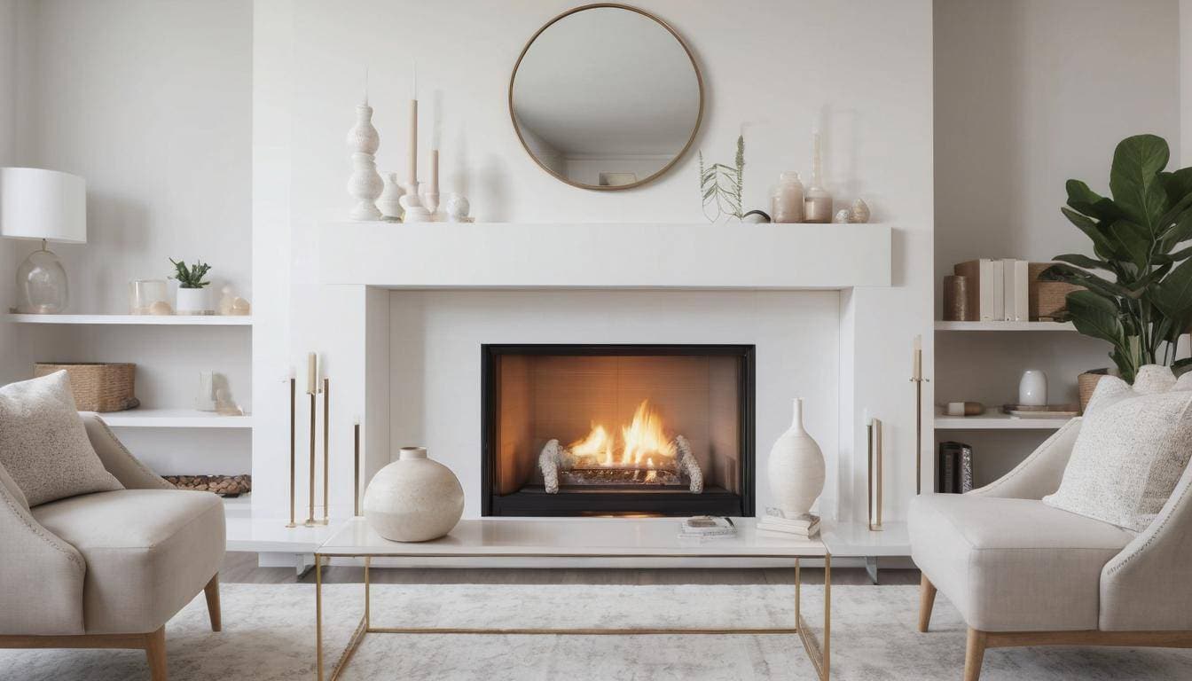 Modern white fireplace design