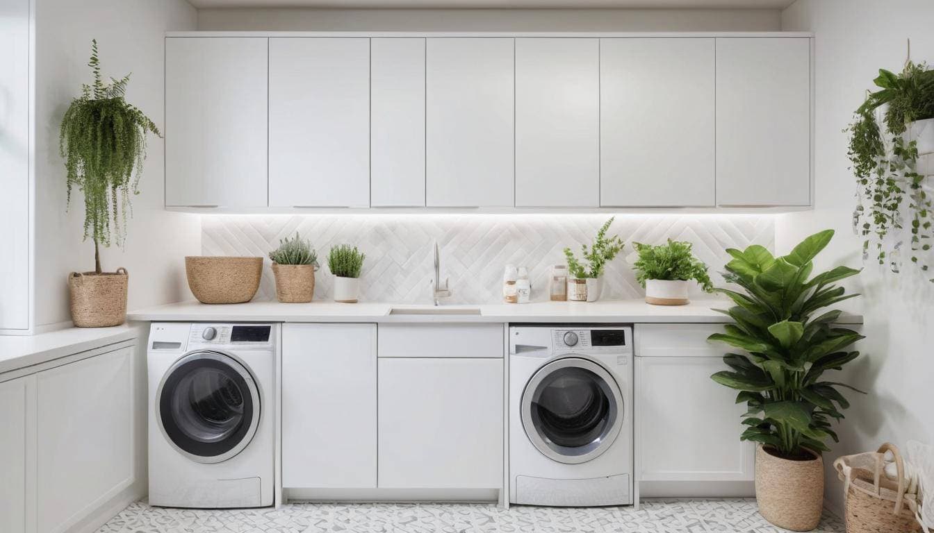 Modern white laundry room