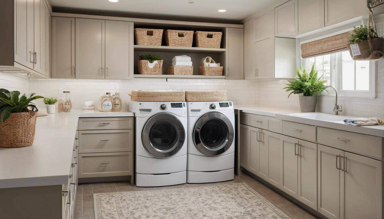 Organized decorative laundry room