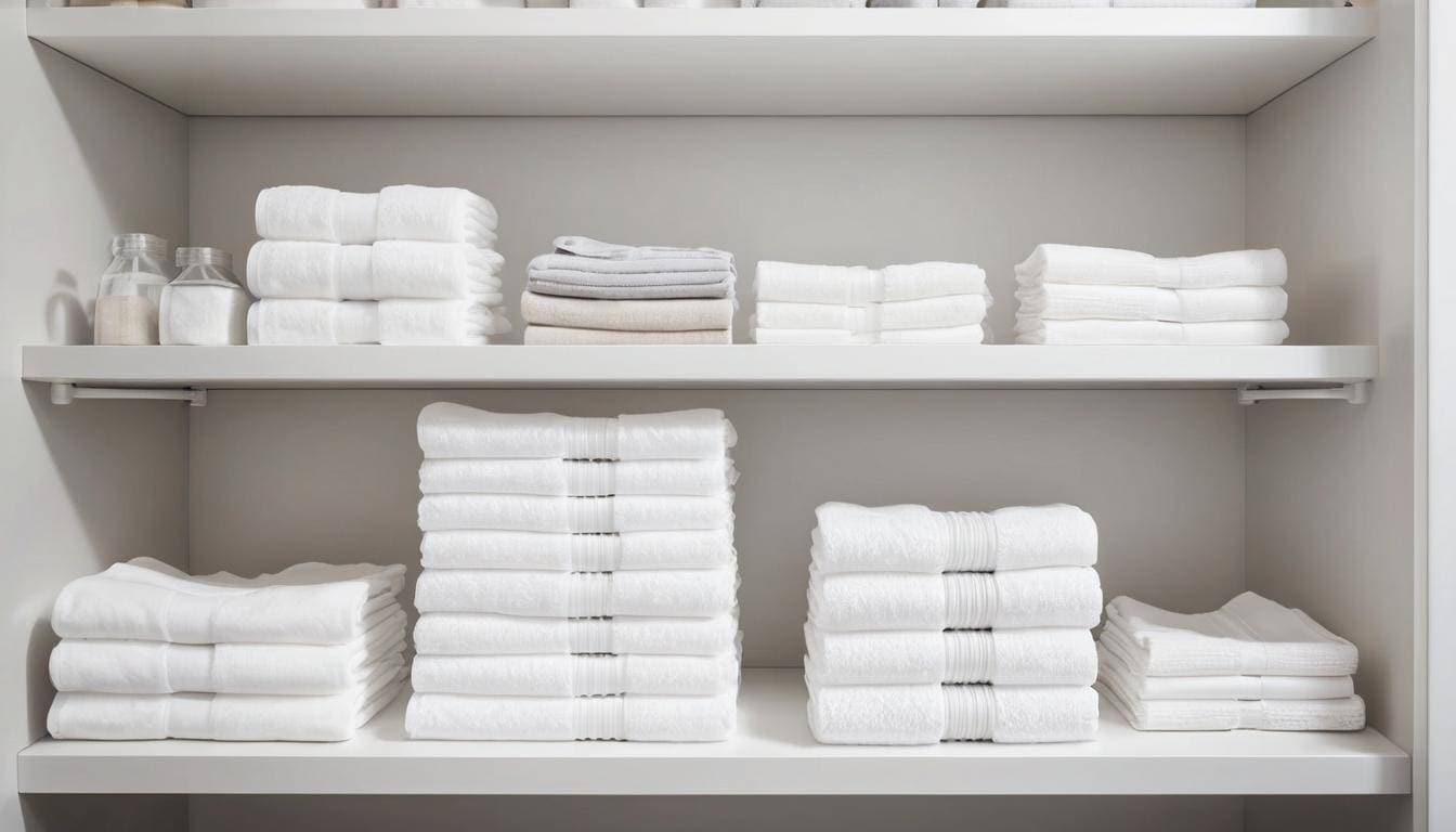 Organized white laundry room