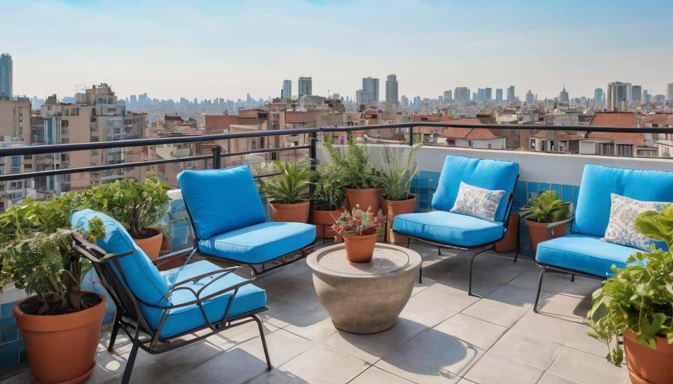 Serene blue balcony