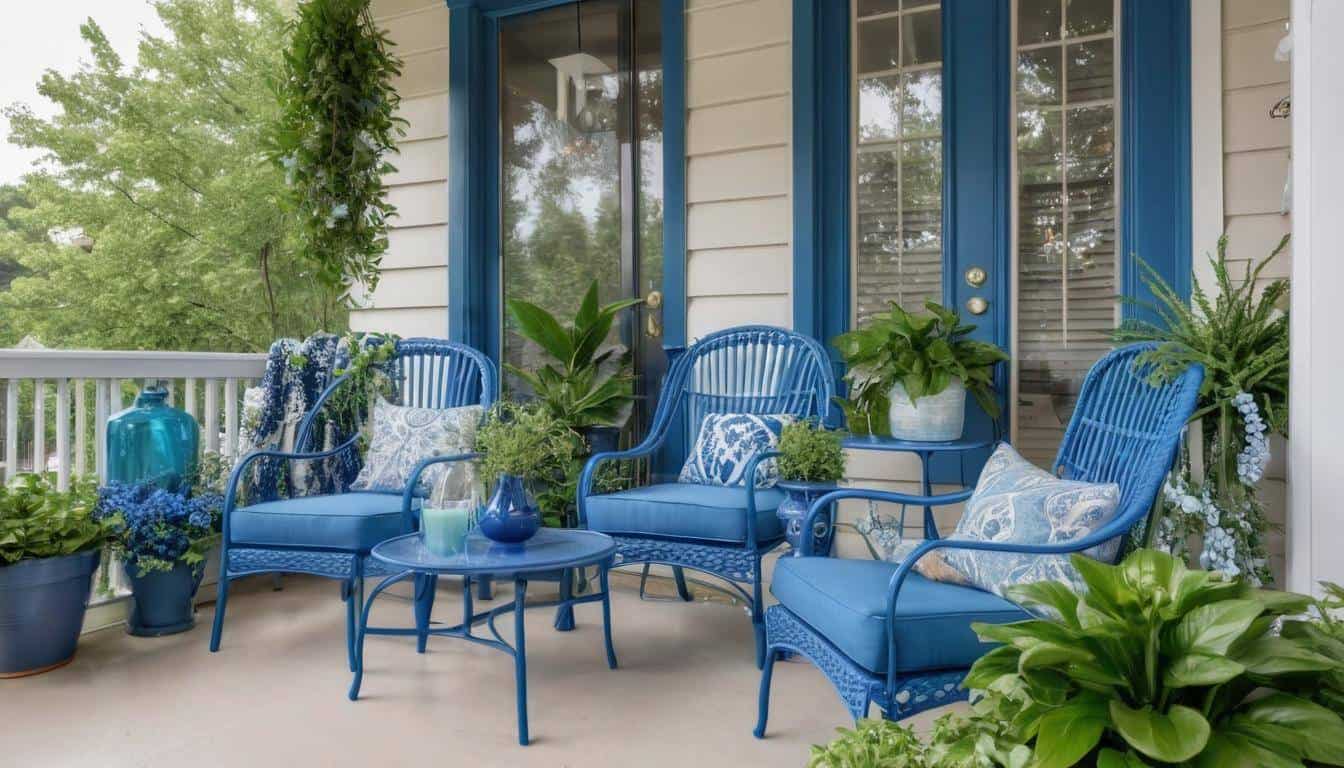 Serene blue front porch