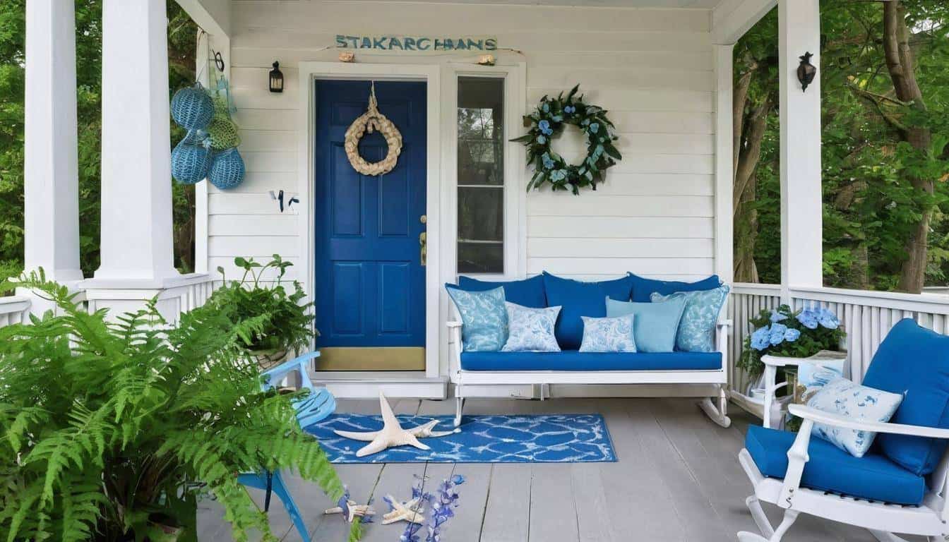 Serene blue porch decor