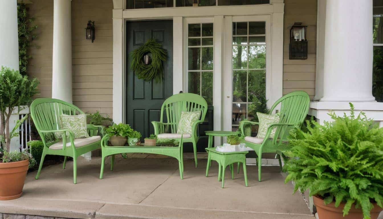 Serene green front porch