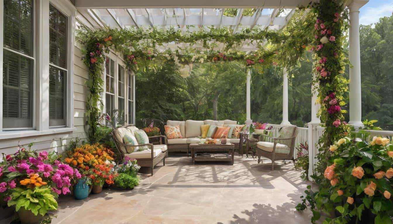 Serene green front porch