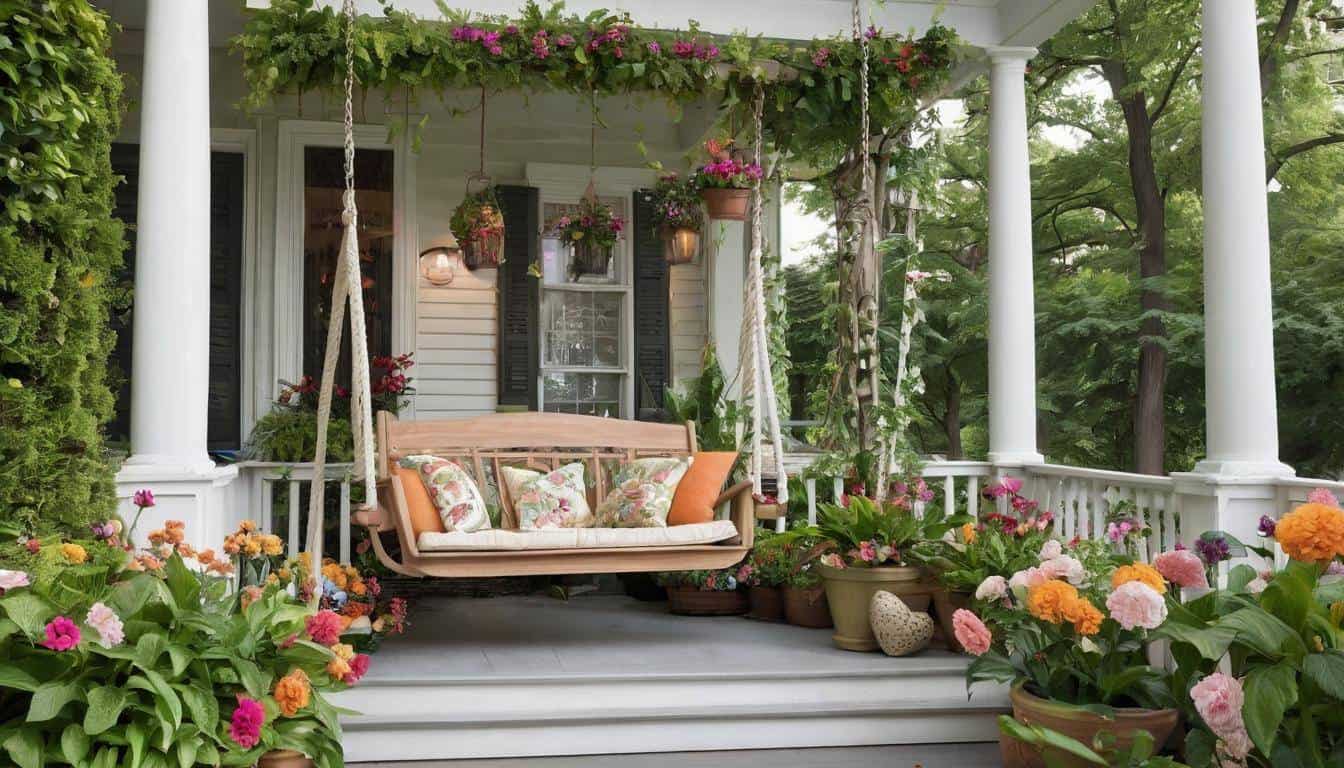 Serene green front porch