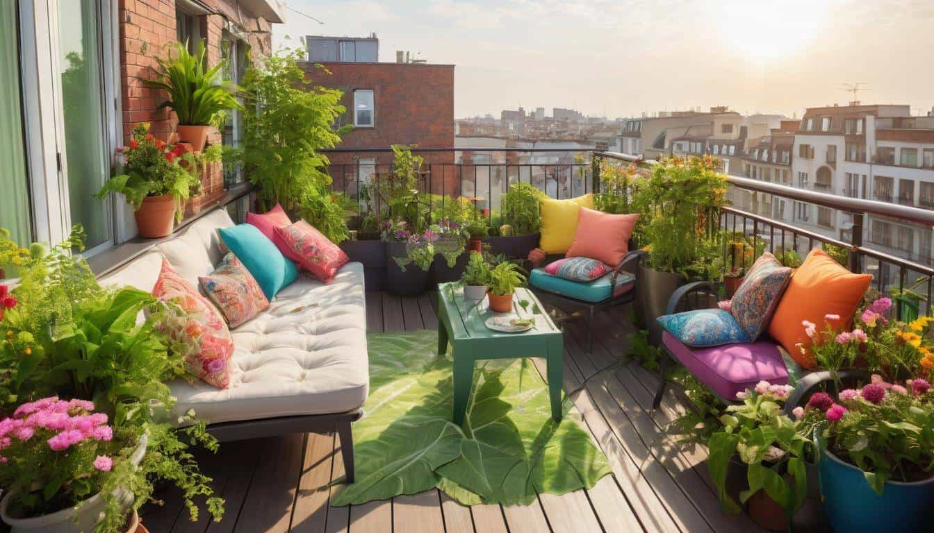 Serene green rooftop balcony