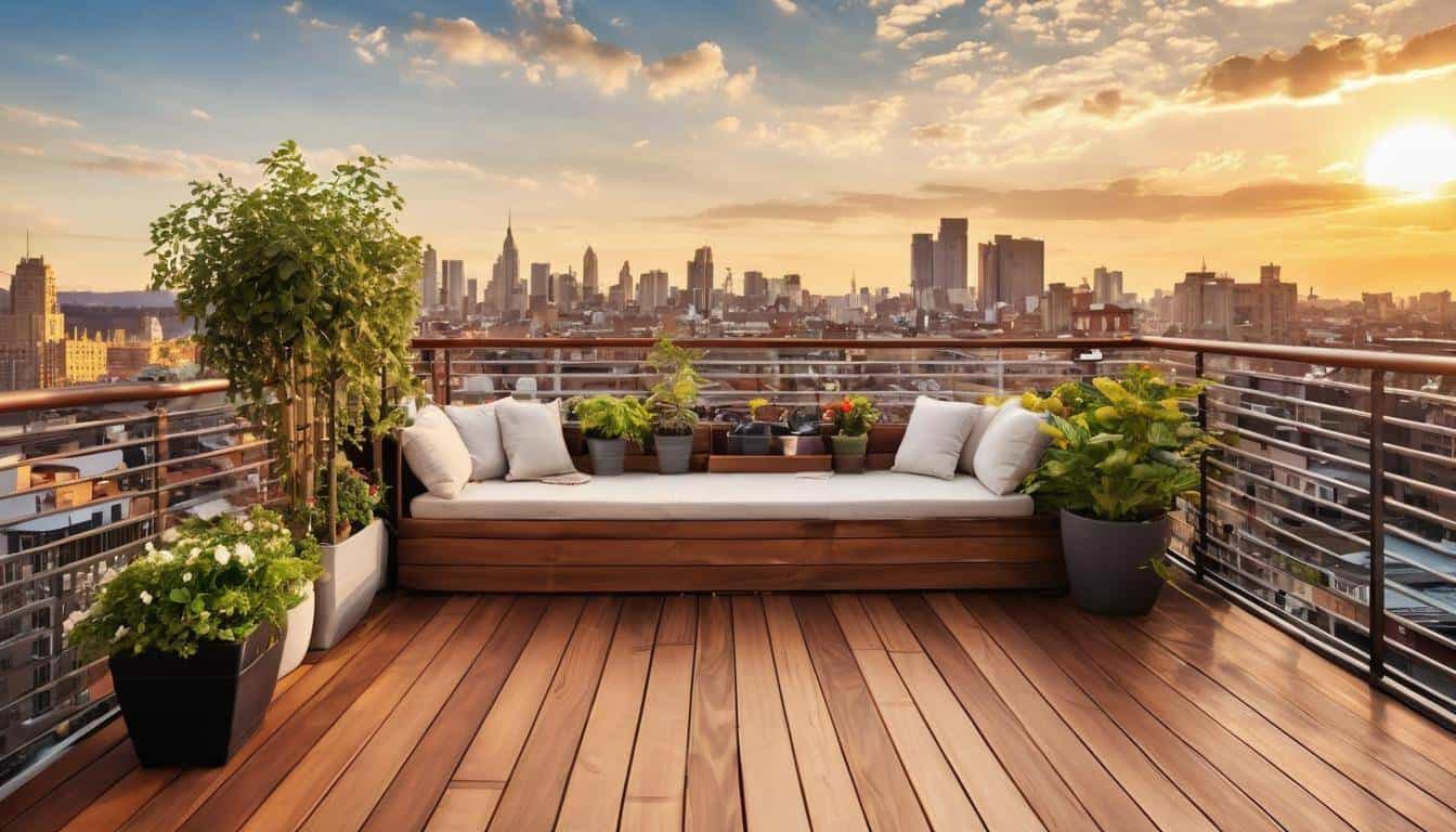 Serene rooftop balcony