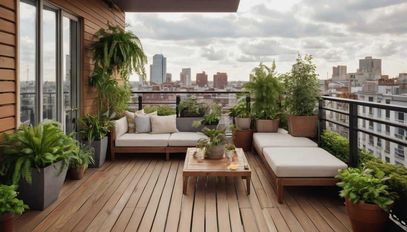 Serene rooftop brown balcony