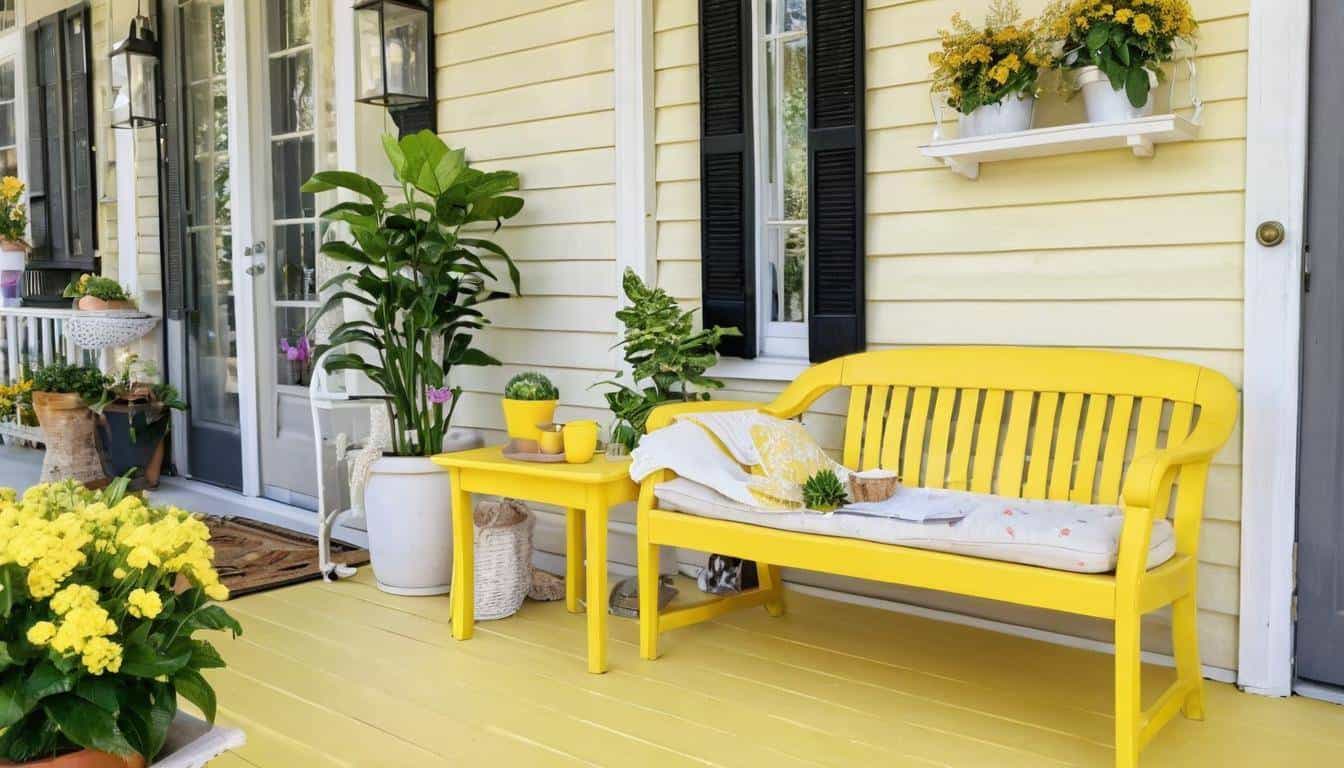 Serene yellow porch relaxation