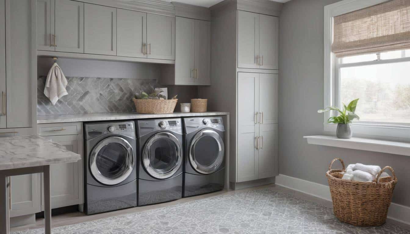 Serenely styled laundry room