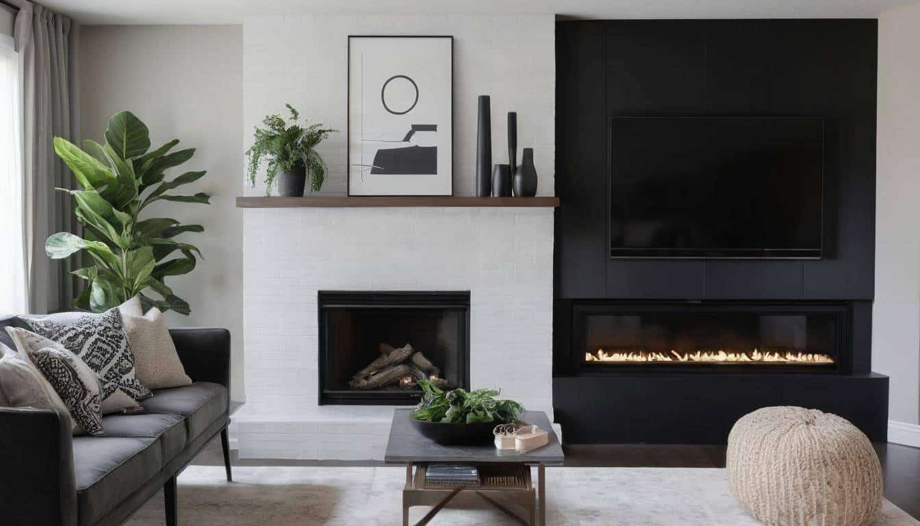 Sleek black fireplace renovation