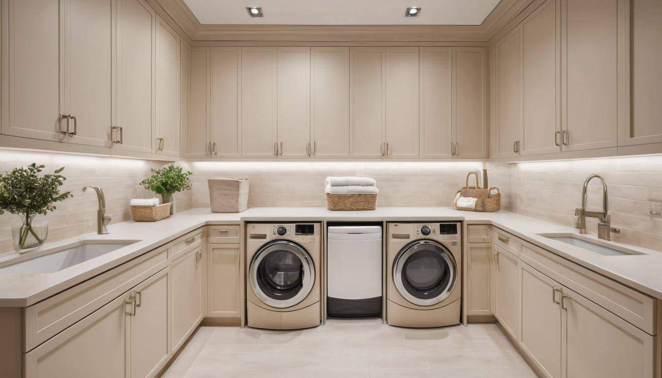 Sophisticated beige laundry room