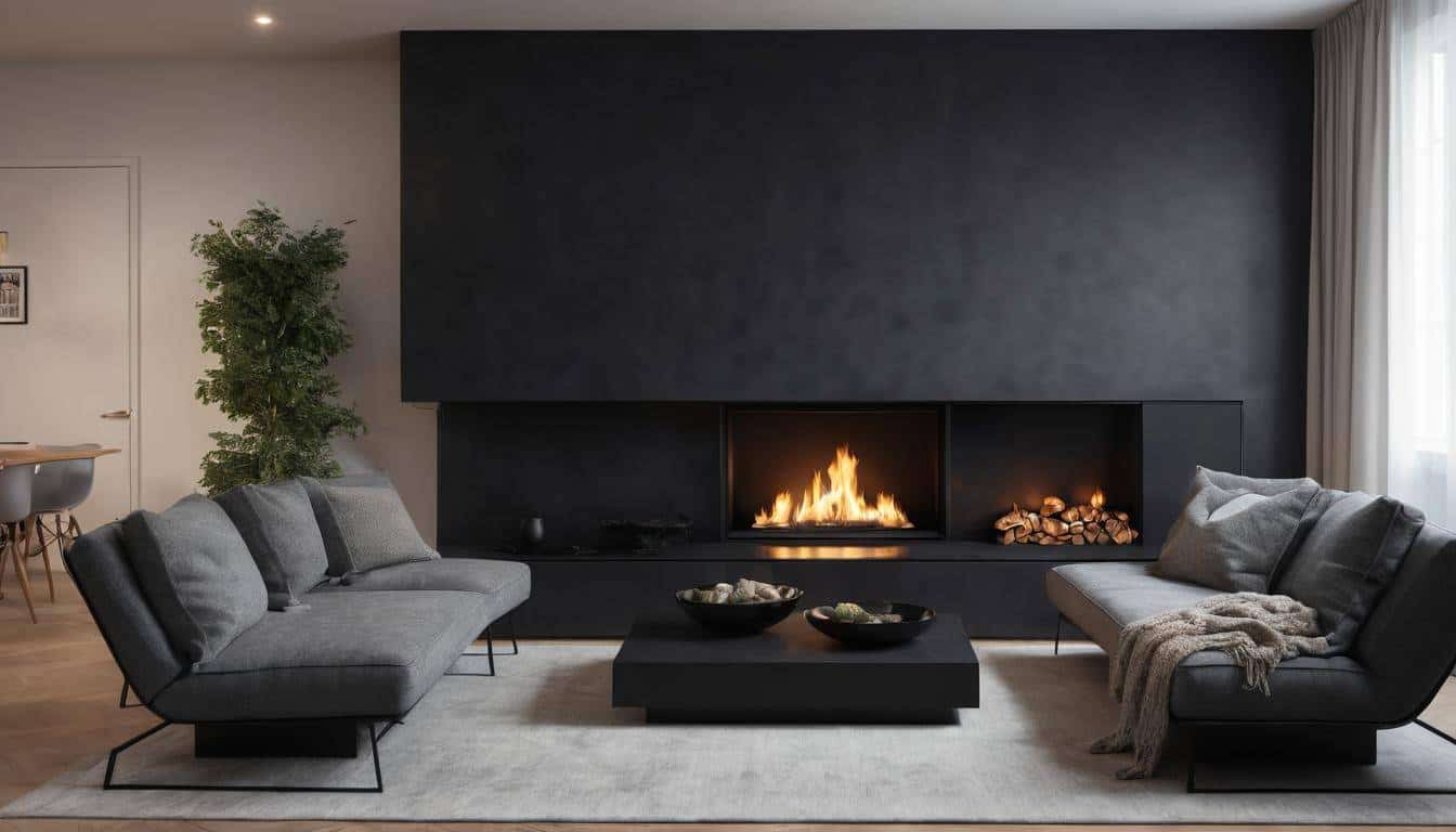 Sophisticated black fireplace