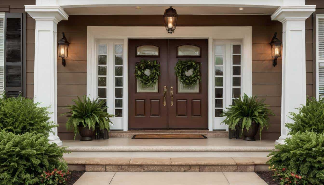 Sophisticated brown porch design