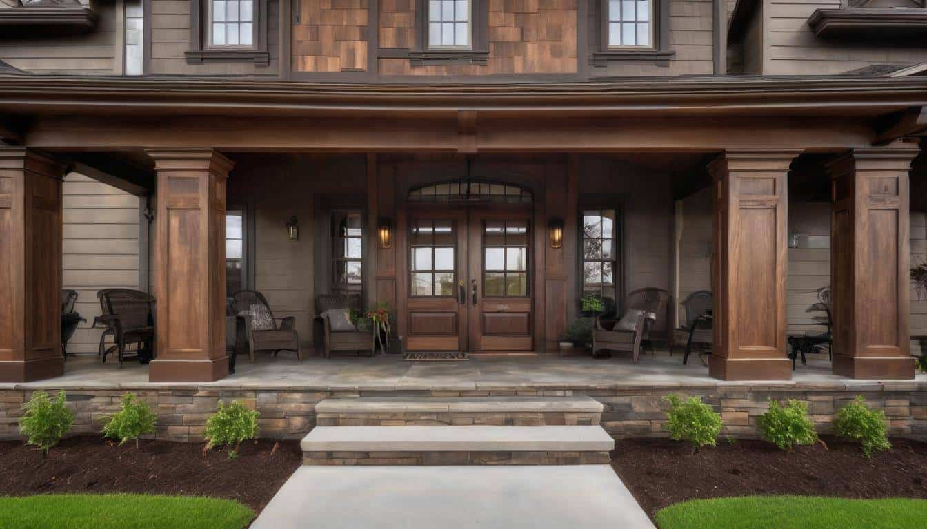 Sophisticated dark wood porch