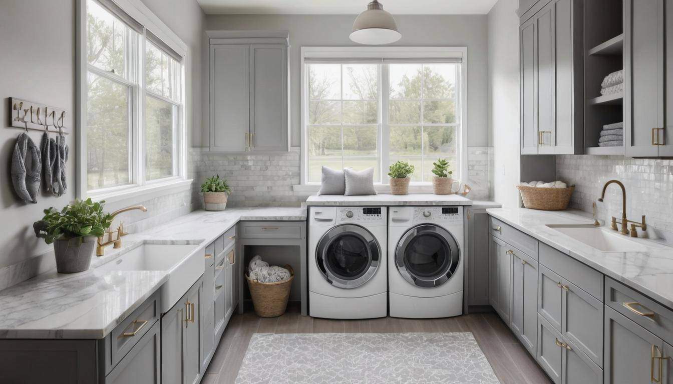 Sophisticated gray laundry room