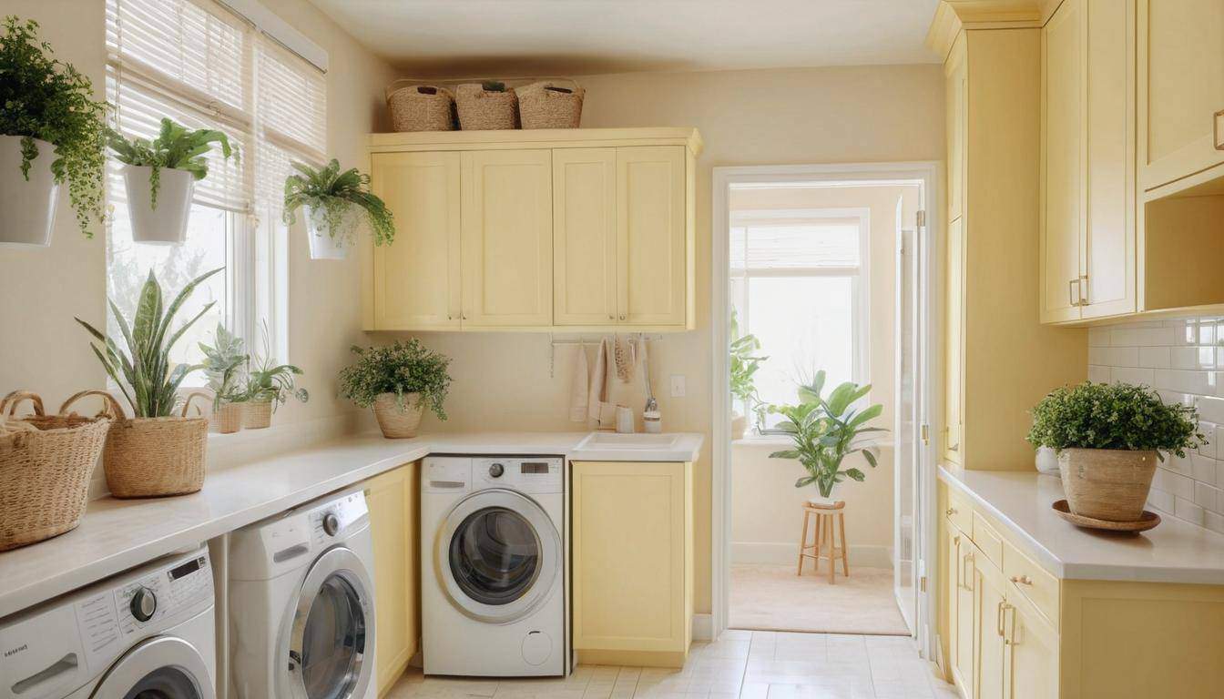 Stylish Pale Yellow Laundry Room