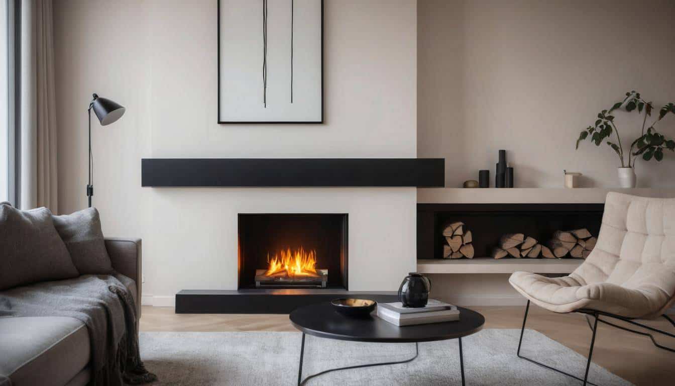 Stylish black fireplace