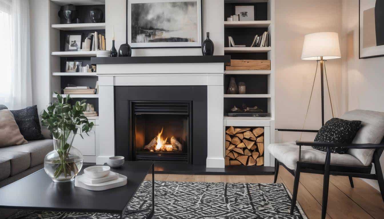 Stylish contrasting fireplace