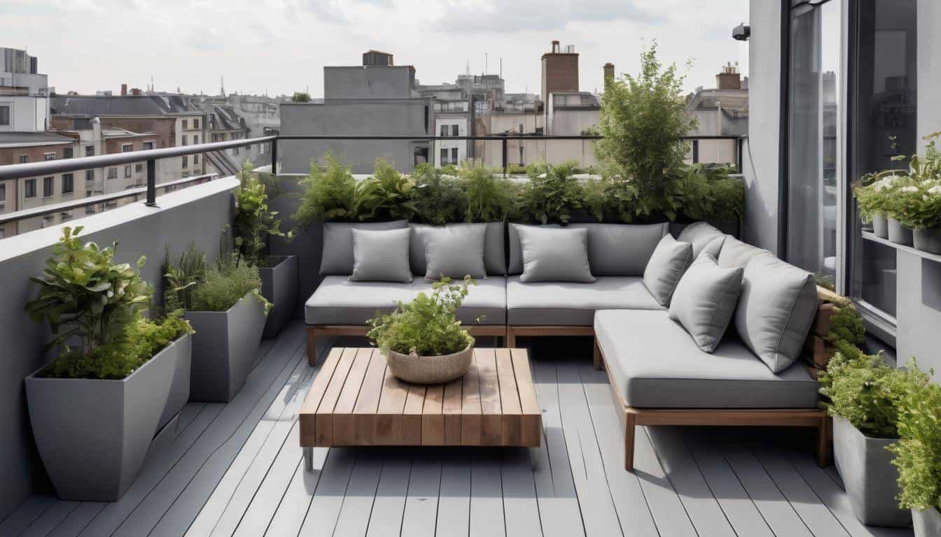 Stylish grey rooftop design