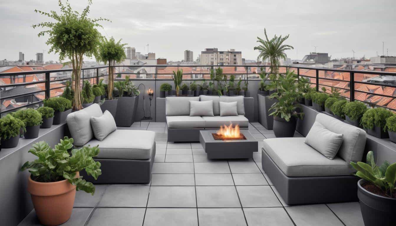 Stylish grey rooftop design