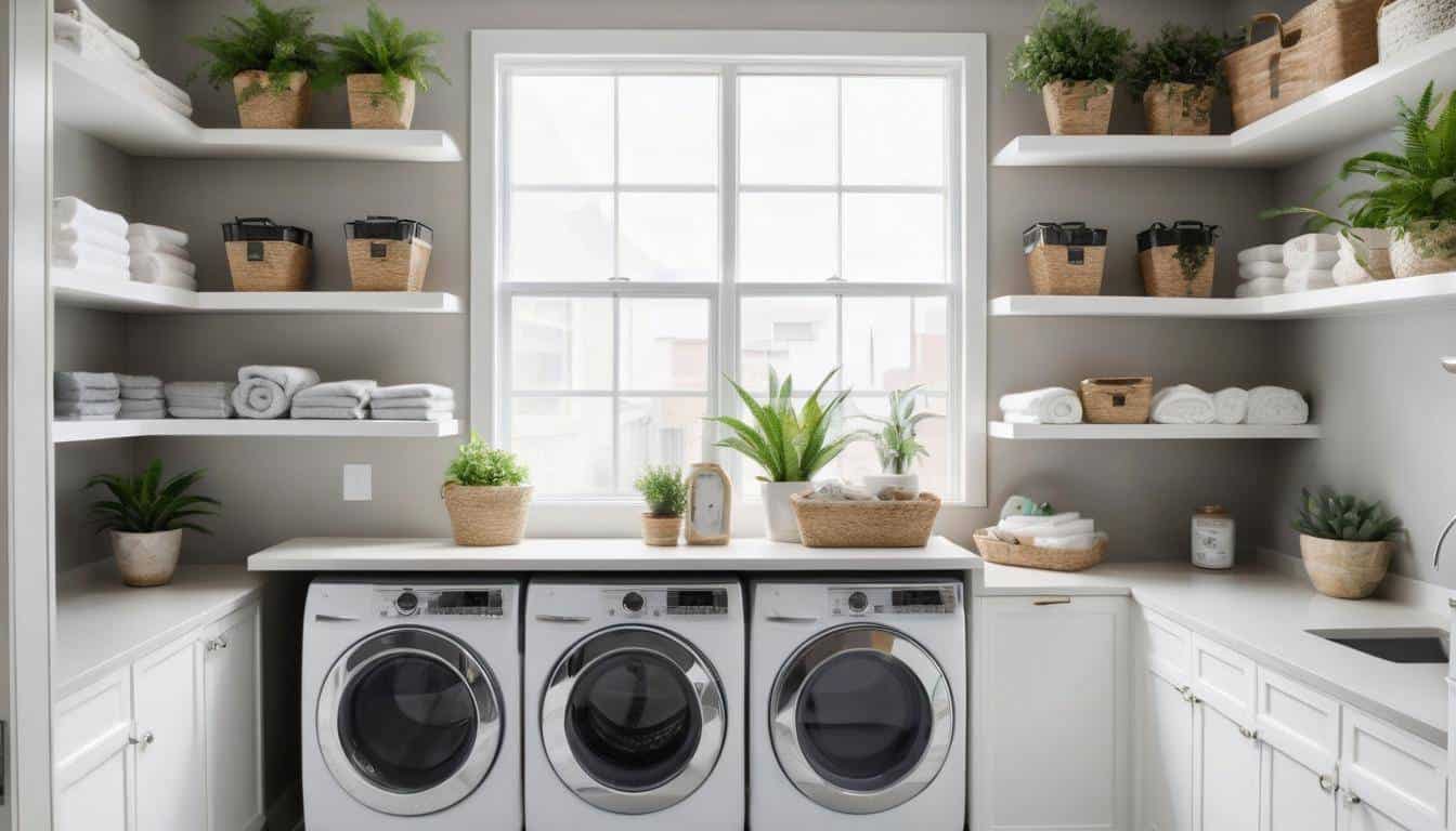 Stylish laundry room shelves