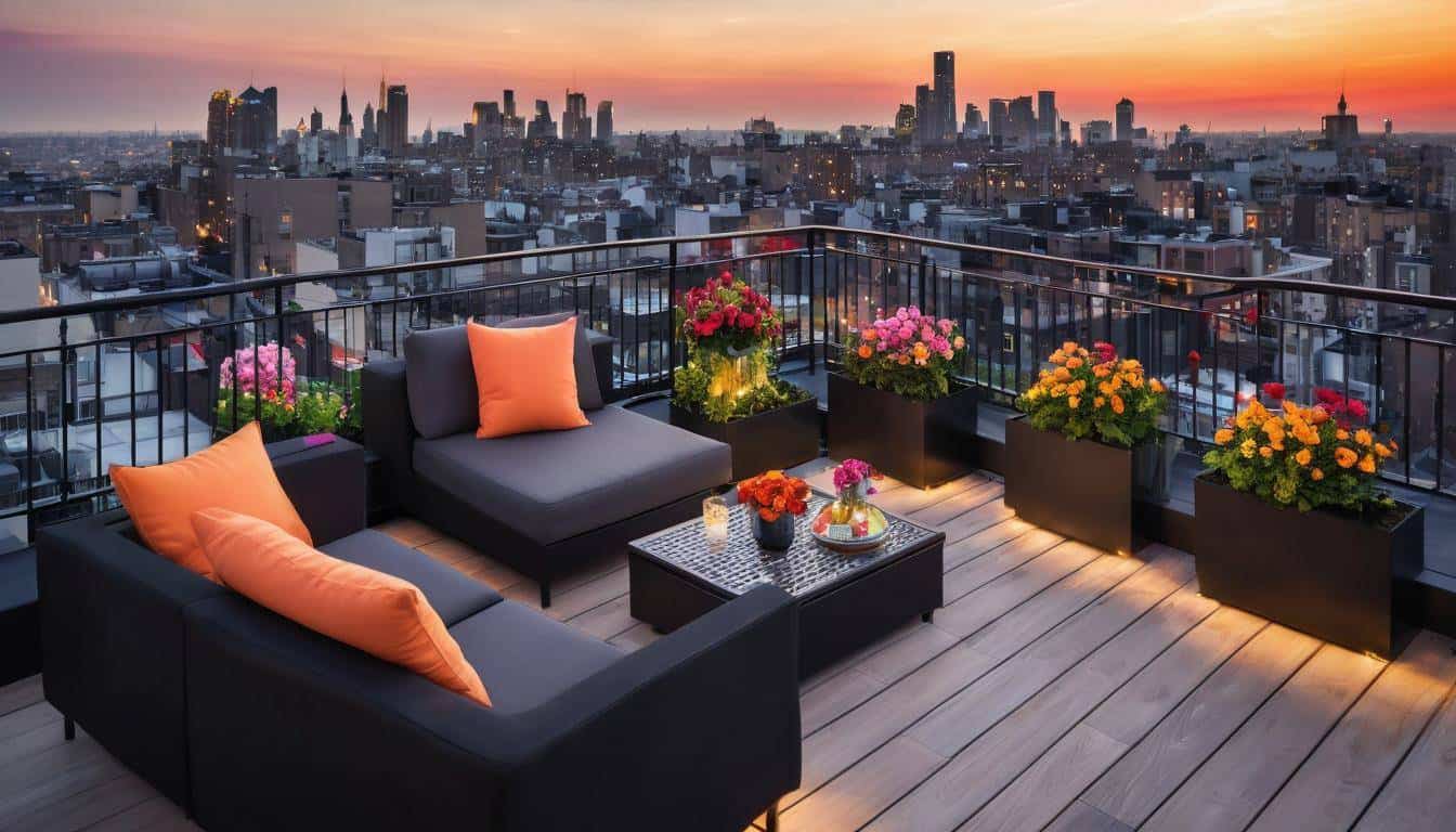 Stylish rooftop cityscape