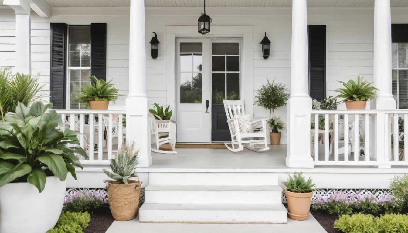 Stylish white porch design